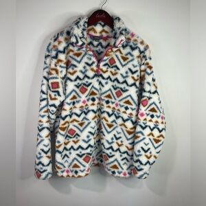 Eddie Bauer Aztec‎ fleece Quarter zip pullover.